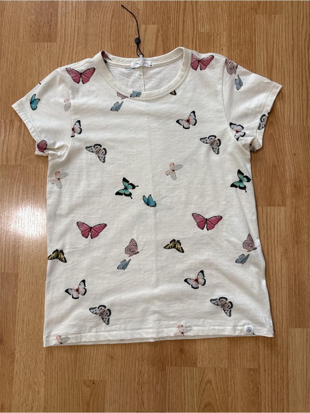 Rag & Bone Ozzy Butterfly Tee Ivory Multi Graphic T Shirt Womens Size M NWOT - Picture 2 of 9